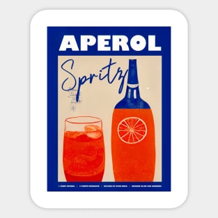 Retro Aperol Spritz Poster Art Deco Nights Homebar, Kitchen Bar Prints, Vintage Drinks, Recipe, Wall Art Sticker